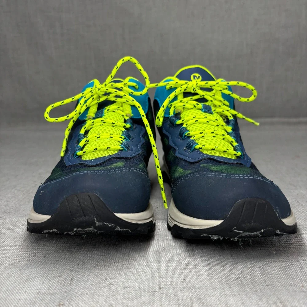 Merrell Kids Moab Speed Mid Waterproof Hiking Shoes Blue Neon Yellow Size 4